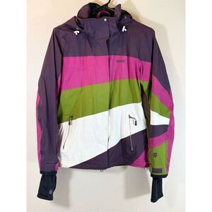 Orage Insulated Retro Colorblock Hooded Snowboarding Winter Ski Women's Jacket S